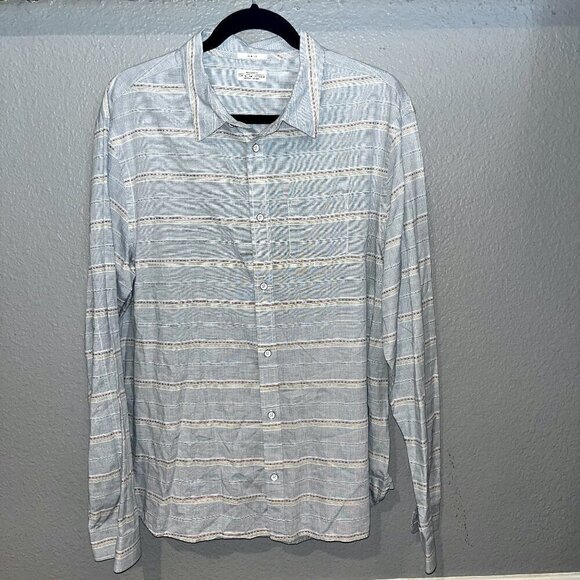 ALL SAINTS ALLSAINTS Long Sleeve Button Up Men's Shirt - Southwestern Stripe XXL - Picture 1 of 11